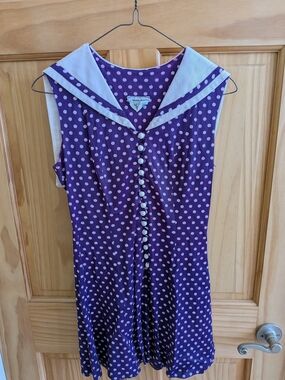 Vintage-Inspired Purple Polka Dot Sailor Dress